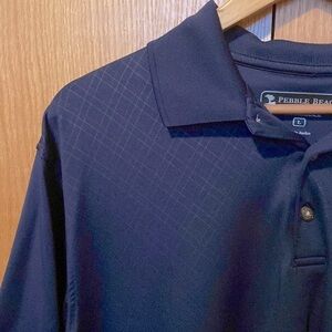 PEBBLE Beach navy diamond pattern performance golf polo